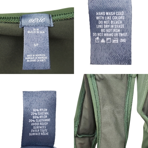 Aerie Womens Green Bandeau Bikini Swimsuit Size 34A - Picture 13 of 13